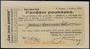 78719 - 1929 CZECHOSLOVAKIA 1918-39  note for 1 korunu Czechosl., is