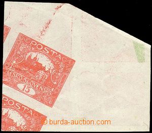 78756 -  Pof.7, incomplete block of four, on the reverse side partia