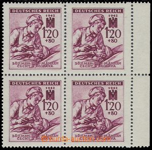 79046 - 1942 Pof.101, Red Cross III., block of four with R margin, s