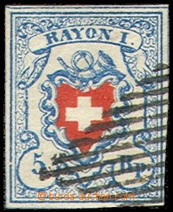 79077 - 1851 Mi.9/II. RAYON I., wide margins, linear postmark, small