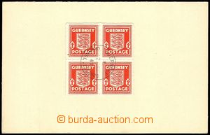 79141 - 1941 GUERNSEY, 4-blok známek Mi.2, nalepeno na kartónu, DR