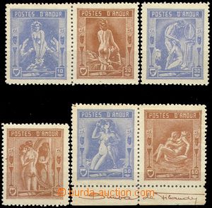 79145 - 19?? EROTIC LABELS (stamps), 6 pcs of, POSTES D'AMOUR, value
