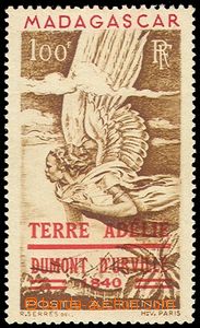 79238 - 1948 Mi.417 přetisková TERRE ADÉLIE, v dolním okraji vtl