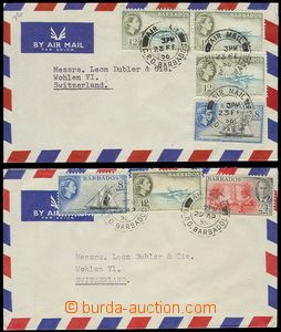 79394 - 1955-56 comp. 2 pcs of airmail letters to Switzerland, frank