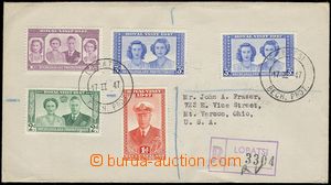79400 - 1947 Reg letter to USA with Mi.35, 36, 37 2x, 38, CDS  LOBAT