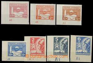 79416 - 1945 Pof.353-59 Košice-issue, selection of plate number A1,