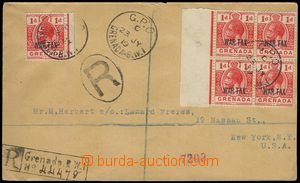 79420 - 1919 Reg and airmail letter to USA franked by stmp 5x 1d (Ge