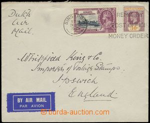 79423 - 1935 airmail letter to England with  25c Jubilee + 30c posta