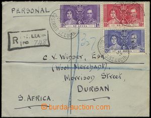 79424 - 1937 Reg letter with Mi.96-98, CDS Registered/ Castries St. 