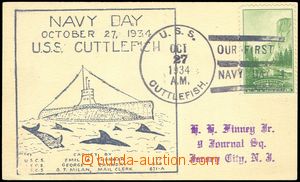 79595 - 1934 USA  card from submarine U.S.S. Cuttlefish, cachet, spe