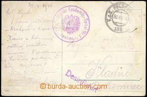 79625 - 1916 EPIDEMIE - SPITAL Nr.1  Krakov, pohlednice zaslaná z n