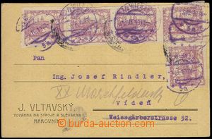 80241 - 1919 firemní lístek zaslaný do Vídně, vyfr.zn. Pof.2 5x