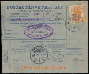80253 - 1919 maďarská poštovní poukázka bez levého útržku vy