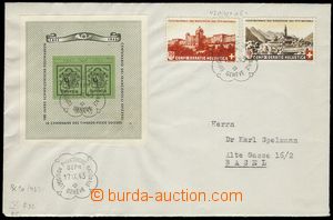 80264 - 1943 letter franked with. miniature sheet Mi.Bl.10 + stamp. 