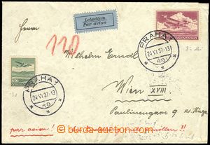 80300 - 1937 airmail letter to Vienna, with Pof.L7, L10, CDS Prague 
