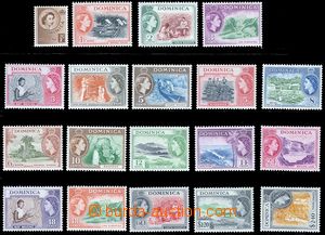 80346 - 1954 DOMINICA  SG.140-58 Motives, set of 19 pieces, perfect,