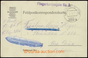 80568 - 1917 Fliegerkompagnie No.3, line violet cancel. on FP card, 