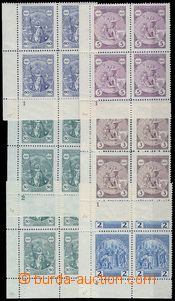 80780 - 1929 Pof.243-47, Sv. Václav, rohové 4-bloky, kompletní se