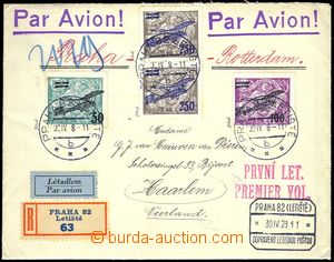 80891 - 1928 II. emise, 1. let Praha - Rotterdam, R+Let-dopis vyfr. 