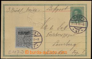 80995 - 1918 Mi.P235a Charles 8h green, uprated by. airmail stamp Mi