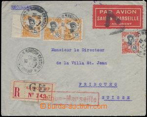 81467 - 1932 R+Let-dopis ze Saigonu do Švýcarska, vyfr. známkami 