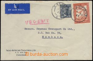 81597 - 47 letecký dopis vyfr. zn. Mi.178, 195, DR ZANZIBAR 5.Au.47