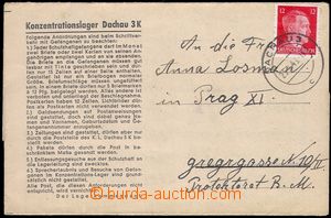 81604 - 1943 KT DACHAU  skládaný dopis do Prahy, vyfr. zn. AH 12Pf