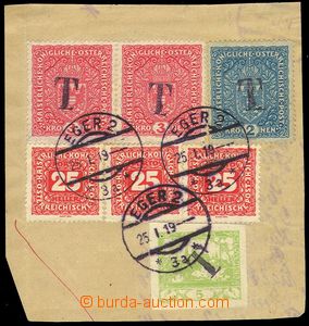 81663 - 1919 výstřižek ze zúčtovacího archu se smíšenou fran