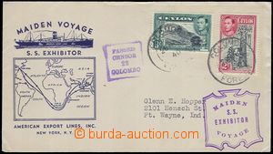 81709 - 1940 USA  S.S. EXHIBITOR, letter sent from Cejlonu with cach