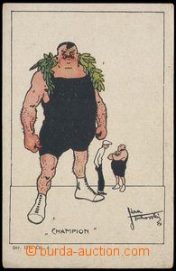 82263 - 1920 ZÁPAS, karikatura, umělecká dopisnice, autor Tichovský,
