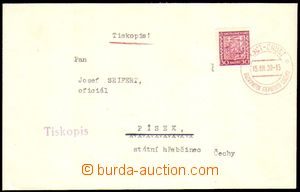 82510 - 1939 dopis jako tiskopis zaslaný z Chustu do Písku, vyfr. 