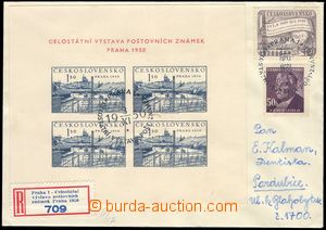 82839 - 1950 R-dopis vyfr. zn. Pof.A564, 565, 502, R-nálepka Praha 