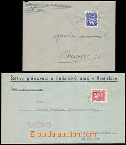 82841 - 1947 sestava 2ks dopisů frankovaných známkami 1. a 2. emi