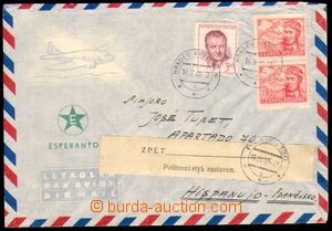82853 - 1949 PŘERUŠENÁ DOPRAVA  Let-dopis do Španělska 14.2.194