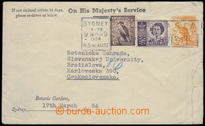 82868 - 1954 AUSTRALIA  dopis do ČSR, známky s perfinem Botanická