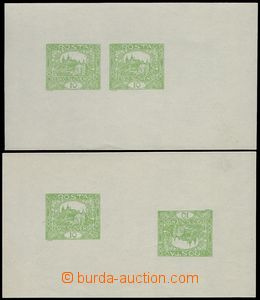 82870 -  forgeries stamp. 10h green, 2 cards paper with imprinted 4 