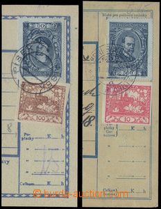 82887 - 1920 comp. 2 pcs of cuts dispatch notes franked. stamp. 500h