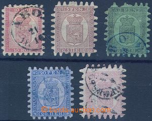 83122 - 1866 comp. 5 pcs of stamps first issues, Mi.4A (torn, underg