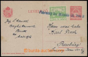 83266 - 1919 maďarská dopisnice Koruna 10f červená dofr. zn. Hra