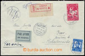83417 - 1938 Reg and airmail letter to Czechoslovakia, CDS VARNA 1.7
