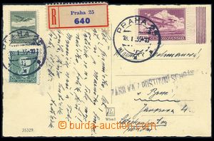 83425 - 1935 Reg and airmail Ppc to Brno, with Pof.L7, L10, 258, CDS