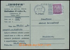 83894 - 1932 Maxa O21, firemní lístek s přítiskem firmy Zbirovia