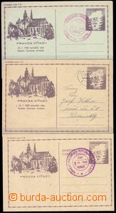 83912 - 1945 CDV73, 73Pa, 74, Košice-issue, 3  pcs, 2x with special