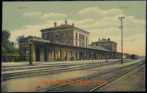 84127 - 1910 CHOCEŇ - nádraží od kolejí, barevná, prošlá, za