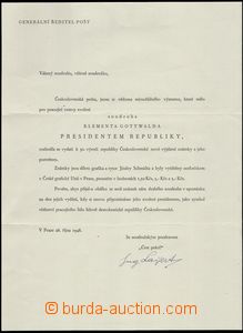 84223 - 1948 věnovací dopis generálního ředitele pošt vkládan