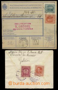 84338 - 1918 předběžné frankatury rakouskými známkami, 2ks, 1x