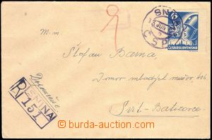 84532 - 1945 R-dopis zaslaný 136.45 ze Sniny do Svitu, vyfr. zn. Po