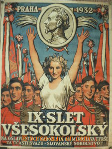 84537 - 1932 ŠVABINSKÝ Max, color poster, IX. Sokol festival, size