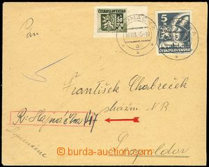 84664 - 1945 Reg letter to Leopoldova, with Pof.361 (with background