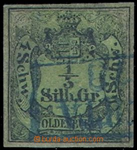 84780 - 1852 Mi.1  Coat of arms, wide margins, good blue postmark, o